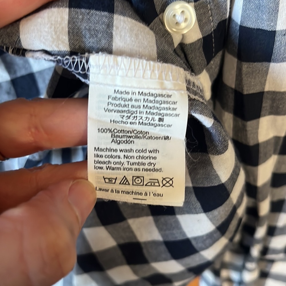 I. Crew Factory Navy Gingham Button-Down - image 5